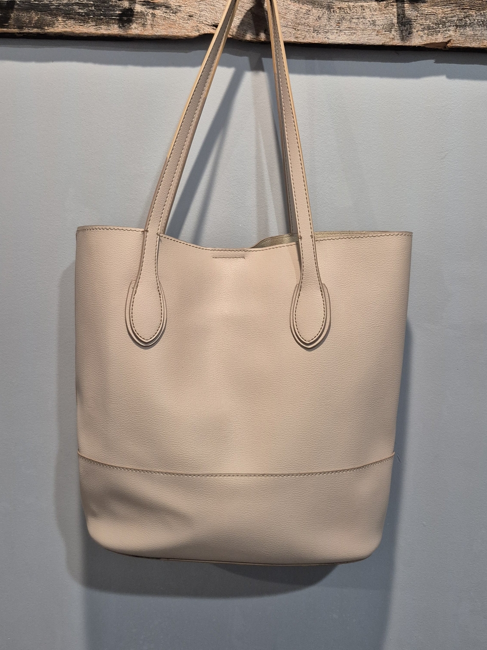 Joe Fresh Blush Beige Structured Faux Leather Tote Bag